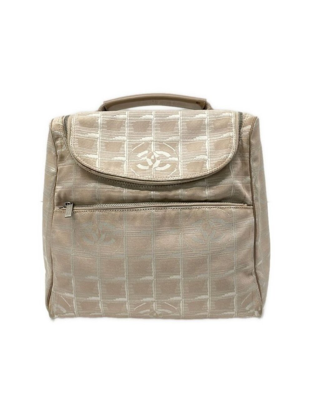 Chanel Backpack Sac New Travel Line Beige 2-Way Leather